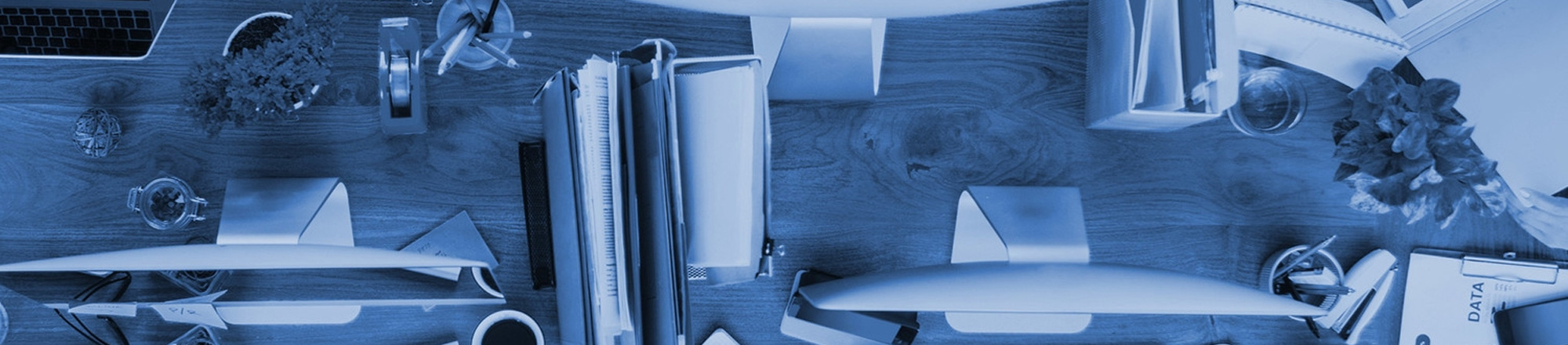 View from above of desks in an office